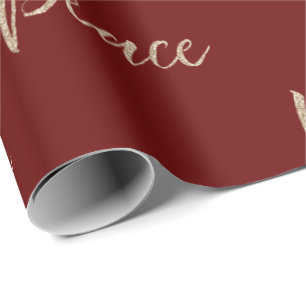 Red Gold Luxe Glitter Peace Cadeaupapier