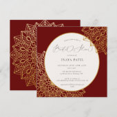Red Gold Mandala Bridal Shower Kaart (Voorkant / Achterkant)