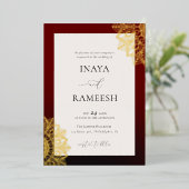 Red Gold Mandala Folie Uitnodiging (Staand Voorkant)