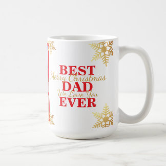 Red Gold Merry Christmas Best Dad Ever Photo Koffiemok
