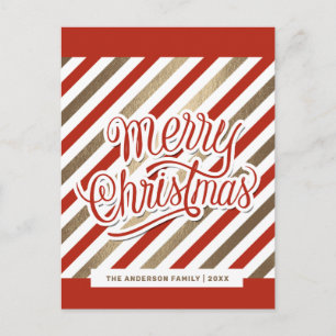 Red Gold Merry-kerstfeestdag Briefkaart