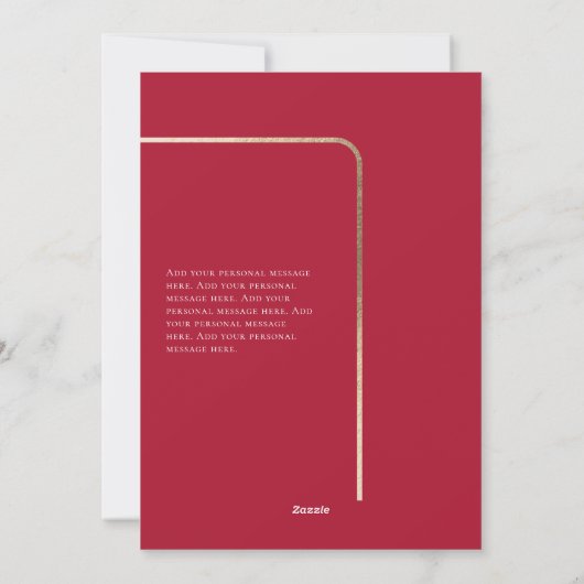 Red Gold Modern Border Photo-kerstkaart Feestdagenkaart (Achterkant)