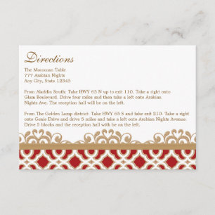 Red Gold Moroccan Direction Card Informatiekaartje