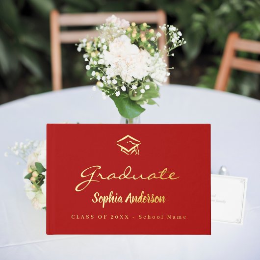 Red Gold nom script casquette Graduation