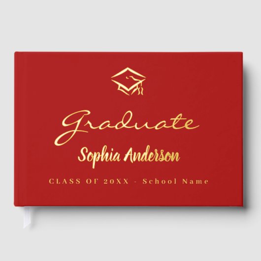 Red Gold nom script casquette Graduation (Recto)