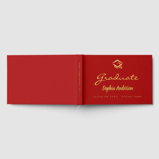 Red Gold nom script casquette Graduation (Complet)