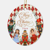 Red Gold Nutcracker Ballet Merry Kerstparty Keramisch Ornament (Links)