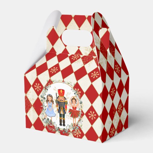 Red Gold Nutkraker Holiday Leafy Wreator Nursery T Bedankdoosjes (Voorkant Zijde)