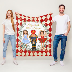 Red Gold Nutkraker Holiday Wreator Nursery Fleece Deken