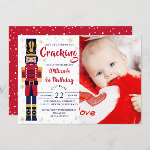 Red Gold Nutkraker kerstfeestdag Foto Kaart