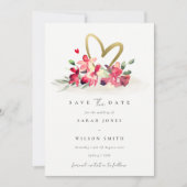 Red Gold Orchid Heart Floral Enregistrer la carte  (Devant)