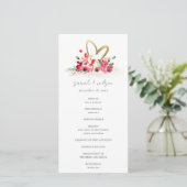 Red Gold Orchid Heart Floral Wedding Programme (Debout devant)