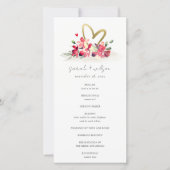 Red Gold Orchid Heart Floral Wedding Programme Bedankkaart (Voorkant)