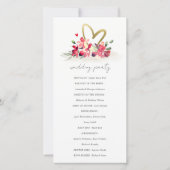 Red Gold Orchid Heart Floral Wedding Programme Bedankkaart (Achterkant)