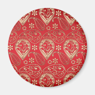 Red Gold Paisley Bandana Pattern Magneet