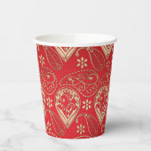 Red Gold Paisley Bandana Pattern Papieren Bekers (Links)