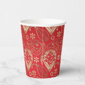 Red Gold Paisley Bandana Pattern Papieren Bekers (Rechts)