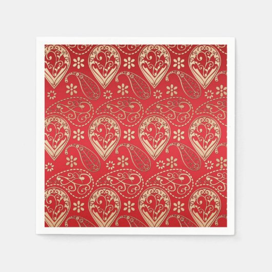 Red Gold Paisley Bandana Pattern Servet (Voorkant)