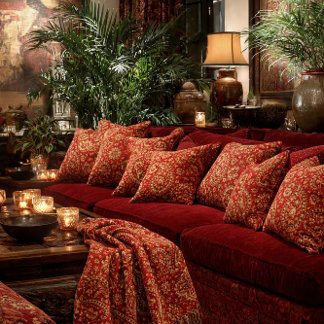 Red & Gold Paisley Designer Pillows - Room Design Kussen