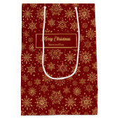Red Gold Personalized Holiday Paper Gift Bag Luxe Medium Cadeauzakje (Achterkant)