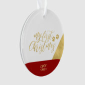 Red & Gold Pet Dog First Christmas Photo Orament (devant)