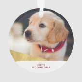 Red & Gold Pet Dog First Christmas Photo Orament (dos)