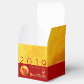 Red Gold Pig papercut 2019 Party Favor Box Bedankdoosjes (Geopend)