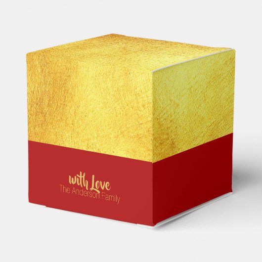 Red Gold Pig papercut 2019 Party Favor Box Bedankdoosjes (Achterkant)