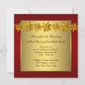 Red Gold Poinsettia kerstfeest Kaart (Achterkant)