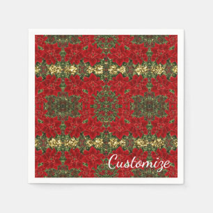 Red & Gold Poinsettia Pattern Holiday Napkins Servetten