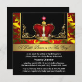 Red Gold Prince Baby Shower Invitations (Devant / Derrière)