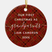 Red Gold Pset grootouders 1e kerstfoto Keramisch Ornament (Voorkant)