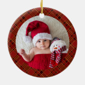 Red Gold Pset grootouders 1e kerstfoto Keramisch Ornament (Achterkant)