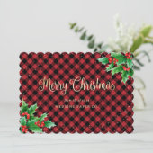 Red Gold Pset Holly Kaarten voor zakelijke kerst (Staand voorkant)