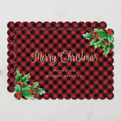 Red Gold Pset Holly Kaarten voor zakelijke kerst (Voorkant / Achterkant)