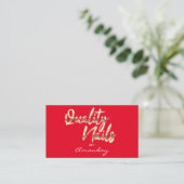 Red Gold Quality Nails Script Lijst QRCode Logo Visitekaartje (Staand voorkant)