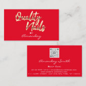 Red Gold Quality Nails Script Lijst QRCode Logo Visitekaartje (Voorkant / Achterkant)