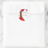Red & Gold Quinceañera Custom Round Sticker (Sac)