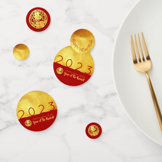 Red Gold Rabbit papercut 2023 Golden Party C Confetti (Groep)