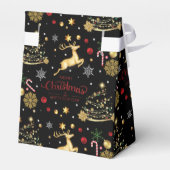 Red Gold Reindeer Merry-kerstboom Bedankdoosjes (Achterkant)