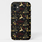 Red Gold Reindeer Merry-kerstboom Case-Mate iPhone Case (Achterkant)