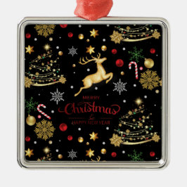 Red Gold Reindeer Merry-kerstboom Metalen Ornament