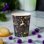 Red Gold Reindeer Merry-kerstboom Papieren Bekers