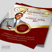 Red & Gold Resurrection Sunday Service Church Flyer
