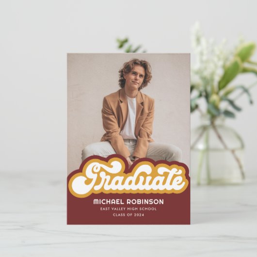 Red Gold Retro - Faire-part photo (Debout devant)