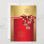 Red Gold Ribbon Bauble Noël Invitation de vacances (Dos)