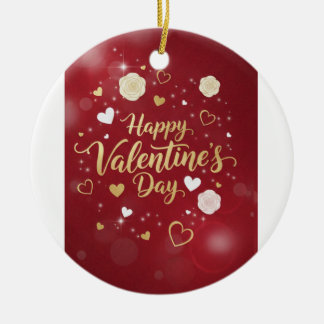 Red & Gold Romance for your valentine Holiday Card Keramisch Ornament