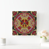 Red Gold Royale Peace Love Clock Vierkante Klok (Huis)