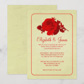 Red Gold Rustic Floral/Flower Wedding Invitations (Devant / Derrière)
