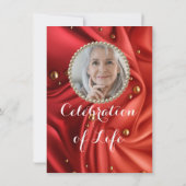 Red Gold Silky Photo Celebration of Life Kaart (Achterkant)